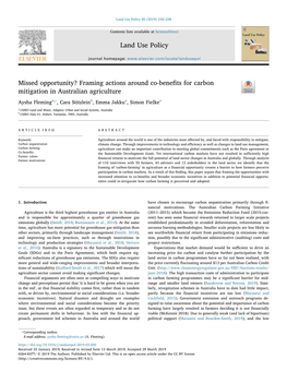 Framing Actions Around Co-Benefits for Carbon Mitigation In