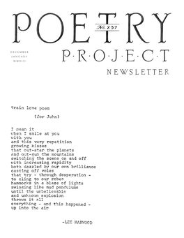 Poetry Project's Newsletter #237