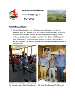 Stanton Airfield News Grass Roots Flyer! May 2018
