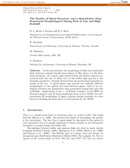 The Duality of Spiral Structure, and a Quantitative Dust Penetrated Morphological Tuning Fork at Low and High Redshift