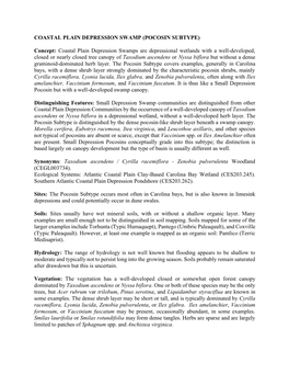 Coastal Plain Depression Swamp (Pocosin Subtype)