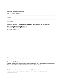 Investigation of Spherical Bearings for Use in the Ultraform Finishing Polishing Process