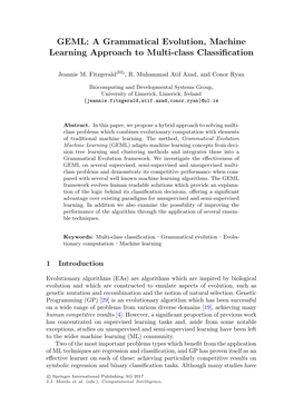 GEML: a Grammatical Evolution, Machine Learning Approach to Multi-Class Classification