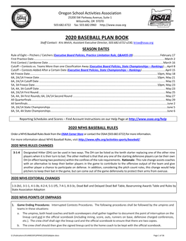 2020 Baseball Plan Book