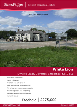White Lion Llynclys Cross, Oswestry, Shropshire, SY10 8LJ