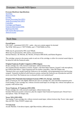 NES Specifications