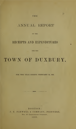 Annual Report for the Town of Duxbury For