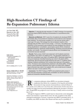 High-Resolution CT Findings of Re-Expansion Pulmonary Edema