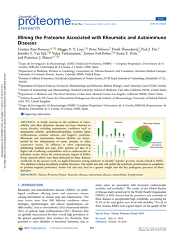Mining the Proteome Associated with Rheumatic and Autoimmune Diseases ,† ‡ § ̈ ∥ ⊥ Cristina Ruiz-Romero,* Maggie P