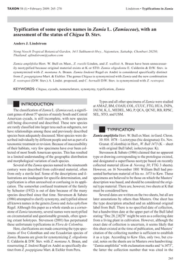 Typification of Some Species Names in Zamia L. (Zamiaceae), with an Assessment of the Status of Chigua D