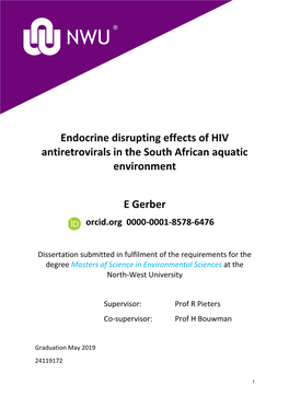 Endocrine Disrupting Effects of HIV Antiretrovirals in the South African Aquatic Environment