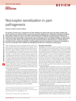 Nociceptor Sensitization in Pain Pathogenesis