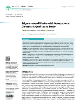 Stigma Toward Worker with Occupational Diseases: a Qualitative Study