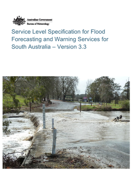Service Level Specification for Flood Forecasting and Warning Services for South Australia – Version 3.3