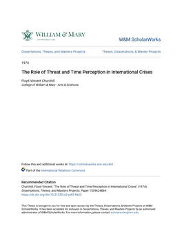 The Role of Threat and Time Perception in International Crises