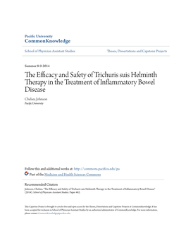 The Efficacy and Safety of Trichuris Suis Helminth Therapy in the Treatment of Inflammatory Bowel Disease