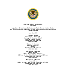 Organized Crime Drug Enforcement Task Force Fusion Center and International Organized Crime Intelligence and Operations Center System