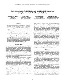 How to Manipulate Social Media: Analyzing Political Astroturﬁng Using Ground Truth Data from South Korea