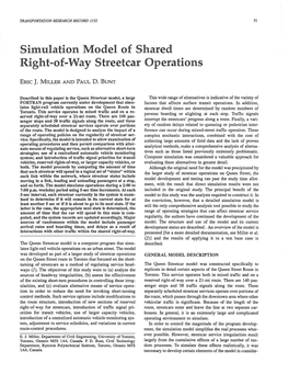 Simulation Model of Shared Right-Of-Way Streetcar Operations