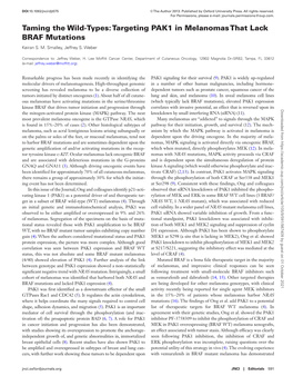 Targeting PAK1 in Melanomas That Lack BRAF Mutations Keiran S