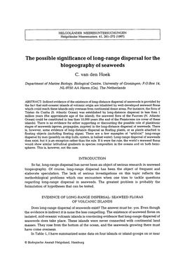 The Possible Significance of Long-Range Dispersal for the Biogeography of Seaweeds C