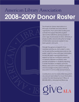 2008–2009 Donor Roster
