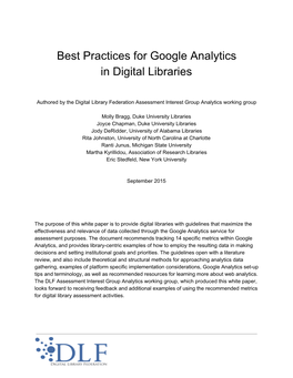 Best Practices for Google Analytics in Digital Libraries