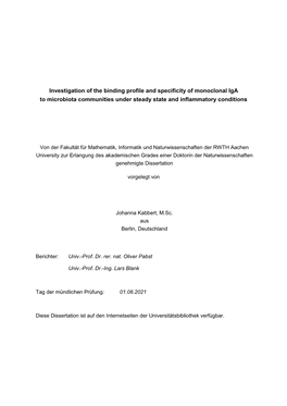 Investigation of the Binding Profile and Specificity of Monoclonal Iga to Microbiota Communities Under Steady State and Inflammatory Conditions