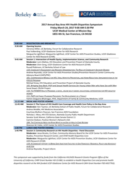 Program-2017 Annual Bay Area HIV Health Disparities Symposium