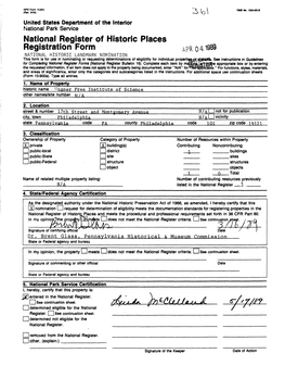 National Register of Historic Places Registration Form Fa S-PL*