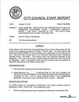 City Council Staff Report