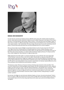 Midge Ure Biography