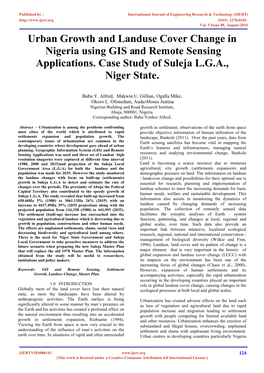 Urban Growth and Landuse Cover Change in Nigeria Using GIS and Remote Sensing Applications