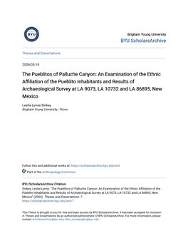 The Pueblitos of Palluche Canyon: an Examination of the Ethnic Affiliation