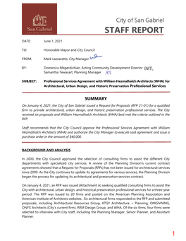 City of San Gabriel STAFF REPORT