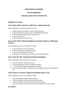 Course Outcomes Compulsory (CC) and Core Elective (CE)