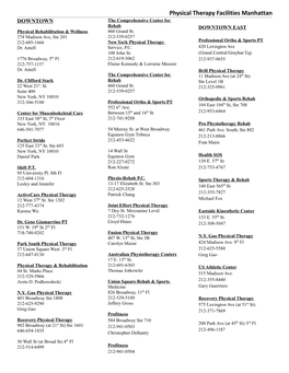 Physical Therapy Facilities Manhattan DOWNTOWN the Comprehensive Center for Rehab DOWNTOWN EAST Physical Rehabilitation & Wellness 460 Grand St