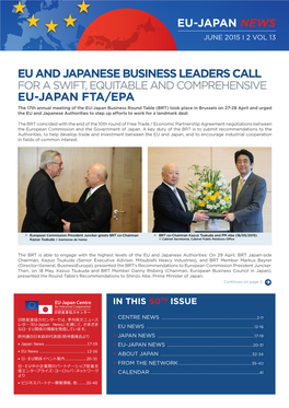 Eu and Japanese Business Leaders Call Eu-Japan Fta/Epa