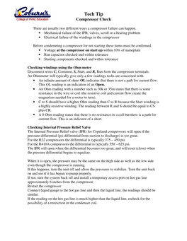 Tech Tip Compressor Check