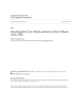 Attacking Jim Crow: Black Activism in New Orleans 1925-1941