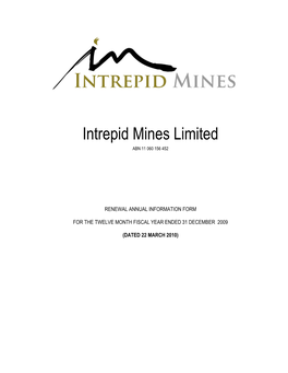 Intrepid Mines Limited ABN 11 060 156 452