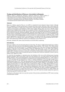 Typing and Distribution of Plum Pox Virus Isolates in Romania