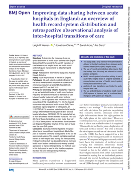 Improving Data Sharing Between Acute Hospitals in England