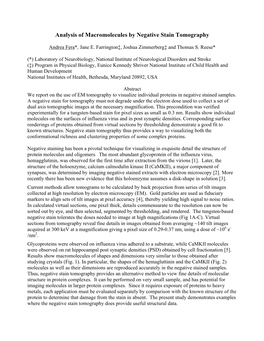 Analysis of Macromolecules by Negative Stain Tomography