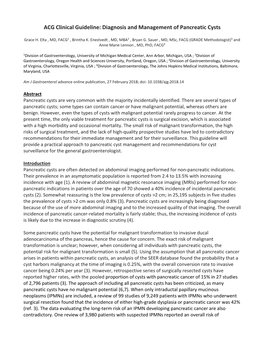 ACG Clinical Guideline: Diagnosis and Management of Pancreatic Cysts