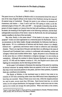 Lexical Structure in the Battle of Maldon Alex I. Jones