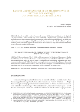 La Côte Mauretanienne Et Ses Relations Avec Le Littoral