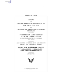 Hearing National Defense Authorization