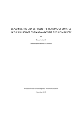 Exploring the Link Between the Training of Curates in the Church of England and Their Future Ministry