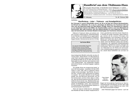 Rundbrief Aus Dem Thälmann-Haus Herausgeber:Kuratorium „Gedenkstätte Ernst Thälmann“ E.V
